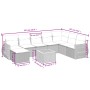 vidaXL 9-tlg. Garten-Sofagarnitur, schwarzes Poly Rattan mit Kissen. Gartenmöbel-Set mit Tisch, Sesseln und Auflagen.