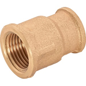 Rotguss Reduziermuffe mit Innengewinde, 14,9 mm (Rp 3/8) x 18,6 mm (Rp 1/2) für Gewindefittings.