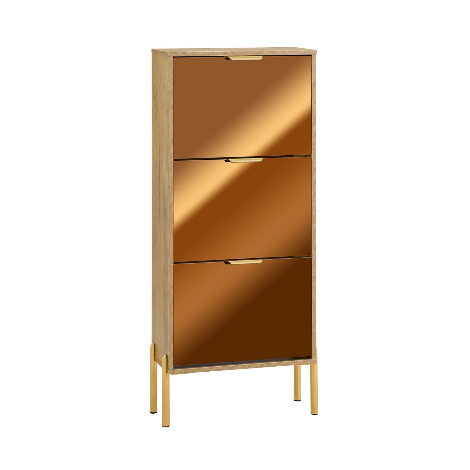 SoBuy Schuhkipper mit 3 Klappen Schuhschrank Schmal für Diele Gold FSR181-H günstig online kaufen