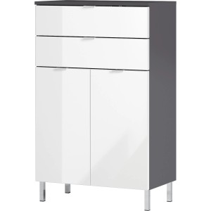 Germania Kommode Mauresa, Graphit-Weiß, 60x97x34 cm. Sideboard mit 2 Schubladen und 2 Türen.