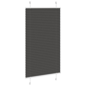 Schwarzes vidaXL Plissee 70x100 cm aus Polyester für Fenster, geschlossen.