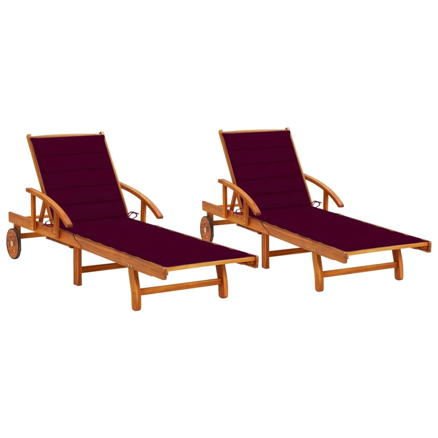vidaXL Sonnenliegen 2 Stk mit Auflagen Massivholz Akazie 3077339