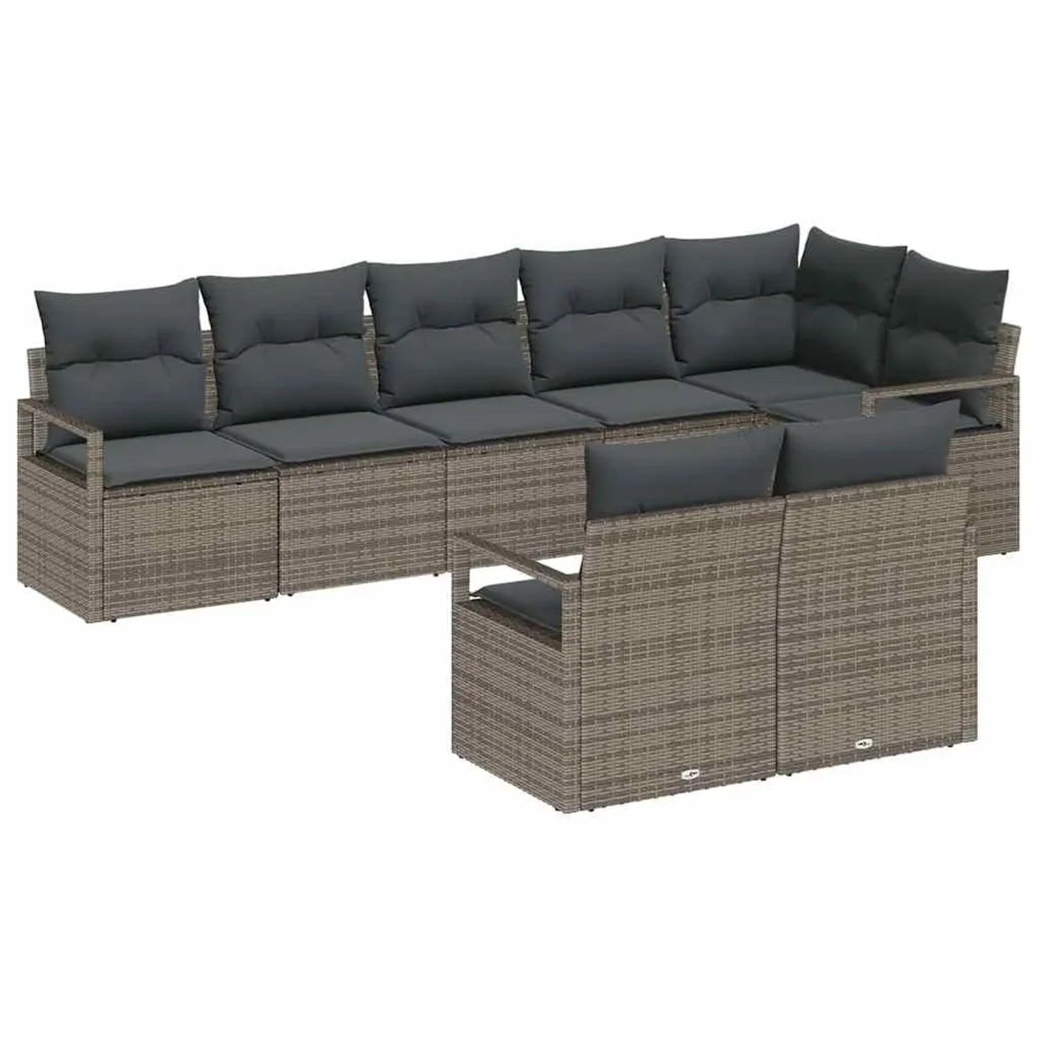 vidaXL Gartensofa-Set mit Kissen mit Speicher 8 Stk Grau Poly-Rattan 335509 günstig online kaufen