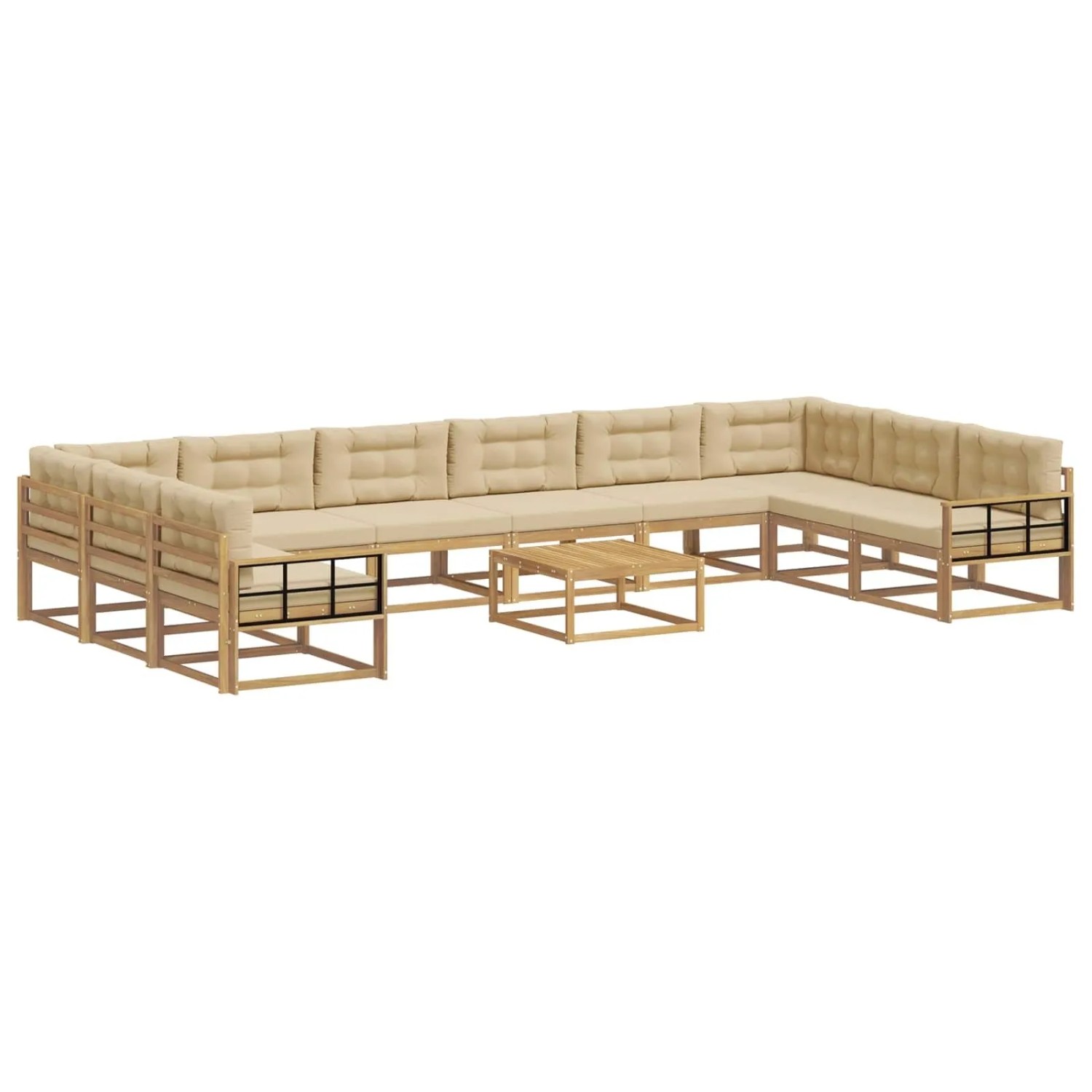 vidaXL Outdoor-Sofagarnitur mit Kissen 11 Stk Weiß und Beige 3387152
