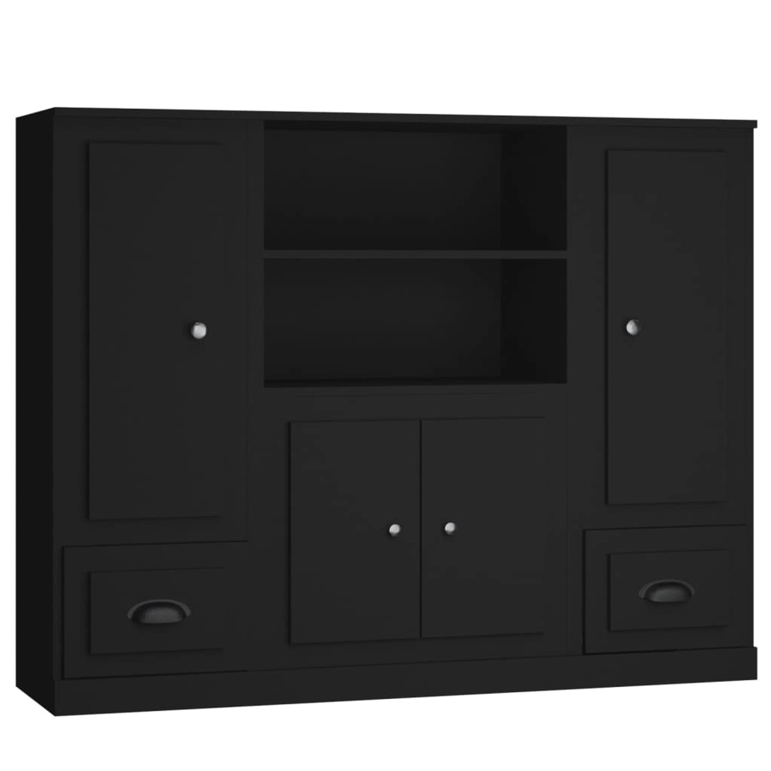 Vidaxl Highboards 3 Stk. Schwarz Holzwerkstoff günstig online kaufen