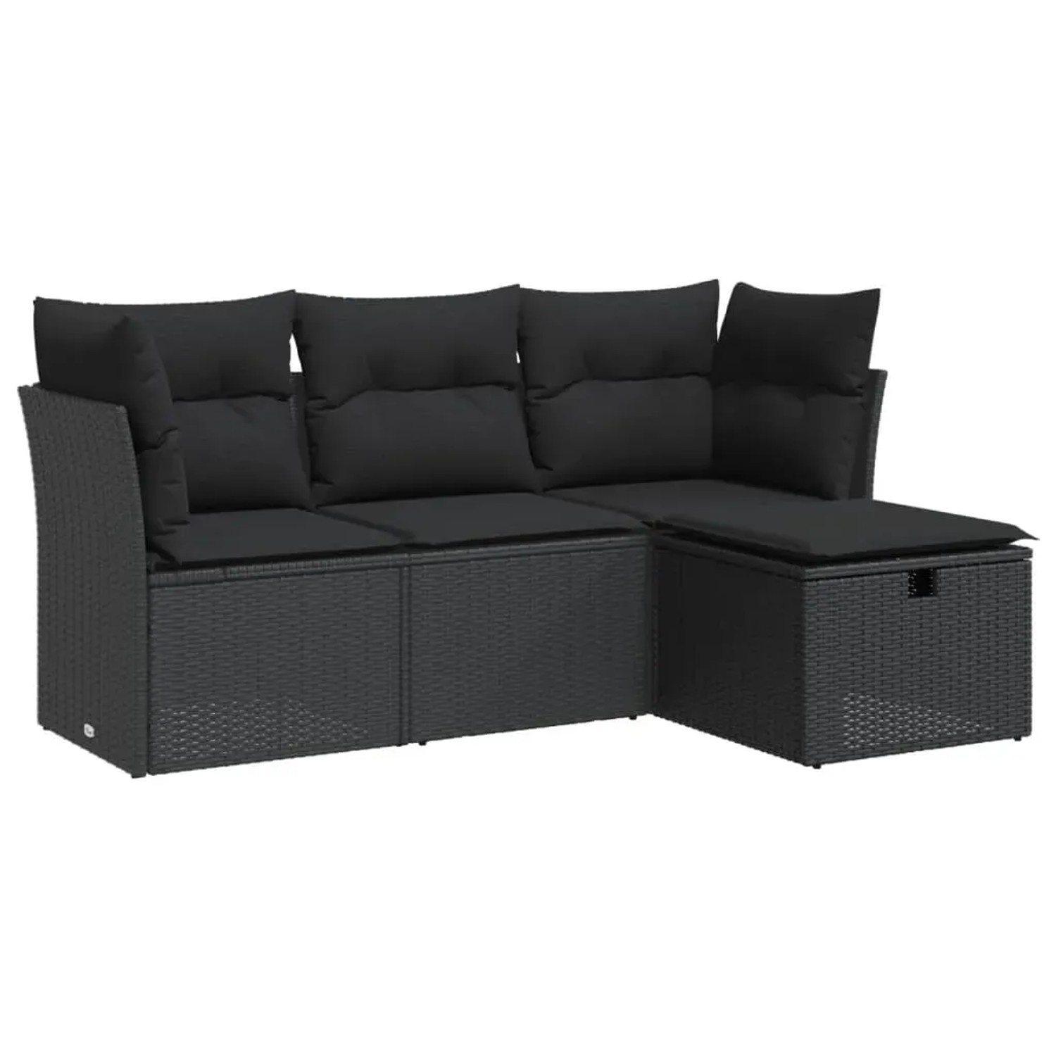 vidaXL 4-Tlg Garten-Sofagarnitur mit Kissen Schwarz Poly Rattan 3325251 günstig online kaufen