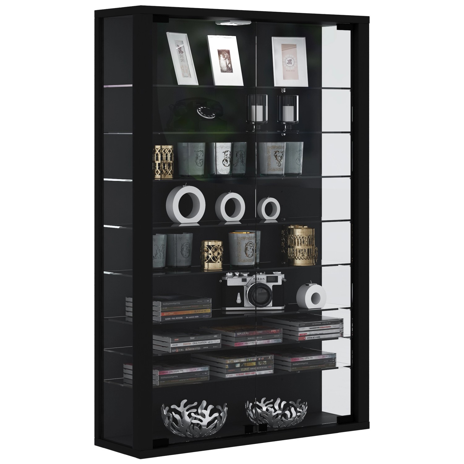 ebuy24 Vitrosa Mini Vitrinenschrank Wandhängend mit 2 Glastüren 8 Glasböden günstig online kaufen