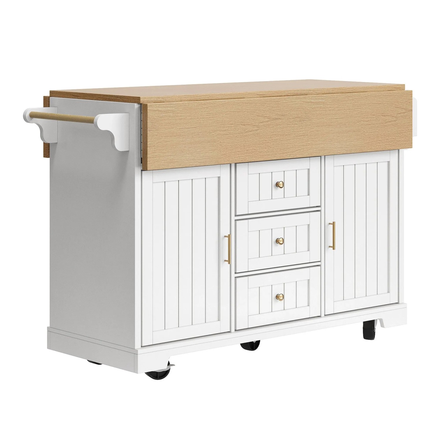okwish Kücheninsel mit Ausziehbarem Wagen Küche 120 x 40 x 95 cm Weiß