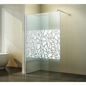 Dein Bau Projekt Walk-In Duschabtrennung 90x200cm mit Muster, Glas und Stabilisierungsstange.