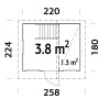 Grundriss Palmako Spielhaus Tom: 220x180x228cm, Fichtenholz, 3,8 m² Fläche.