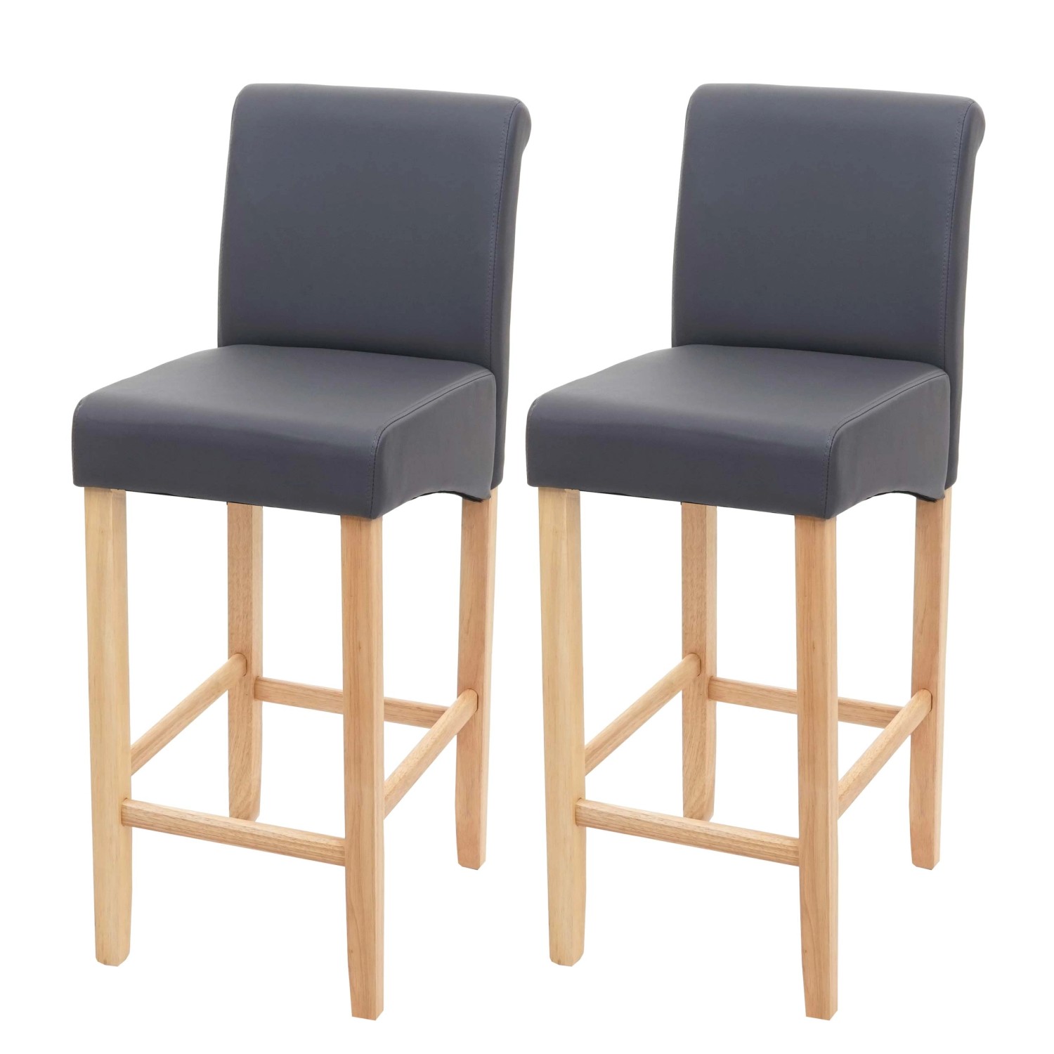 PROREGAL 2er-Set Barhocker Gepolstert Mit Lehne Sitzhöhe 75cm Holz Grau Mat günstig online kaufen