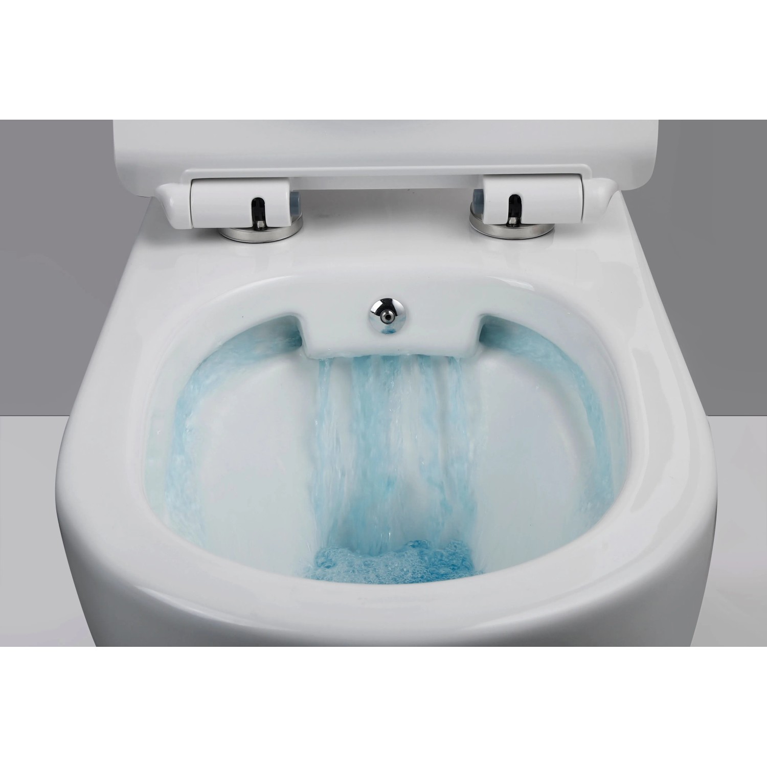 Glasdeals Dusch-WC Taharet mit Softclose-Sitz und Armatur in Weiß, spülrandlos.