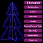 Blauer LED Weihnachtskegelbaum, 150cm hoch, für Innen und Außen mit 8 Lichteffekten.