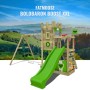 Fatmoose Spielturm BoldBaron mit Rutsche in Apfelgrün, Schaukel und Kletterwand.