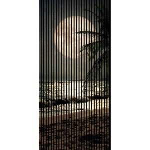 FN Acustico Akustikplatte Mond: Akustikpaneel mit Mondmotiv, Strand und Palme.