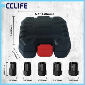 CCLIFE 5-tlg. Schrauben- und Mutternentferner Set 10-16 mm aus CR-MO Stahl in schwarzer Box. Für beschädigte Schrauben.