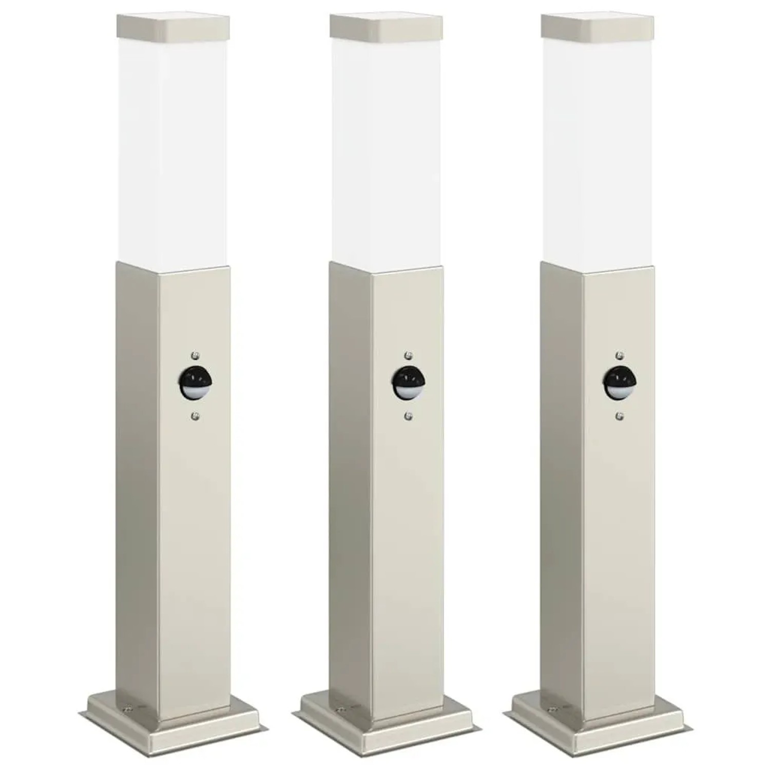 vidaXL Pollerleuchten mit Sensor 3 Stk 50 cm Edelstahl IP44 4006054