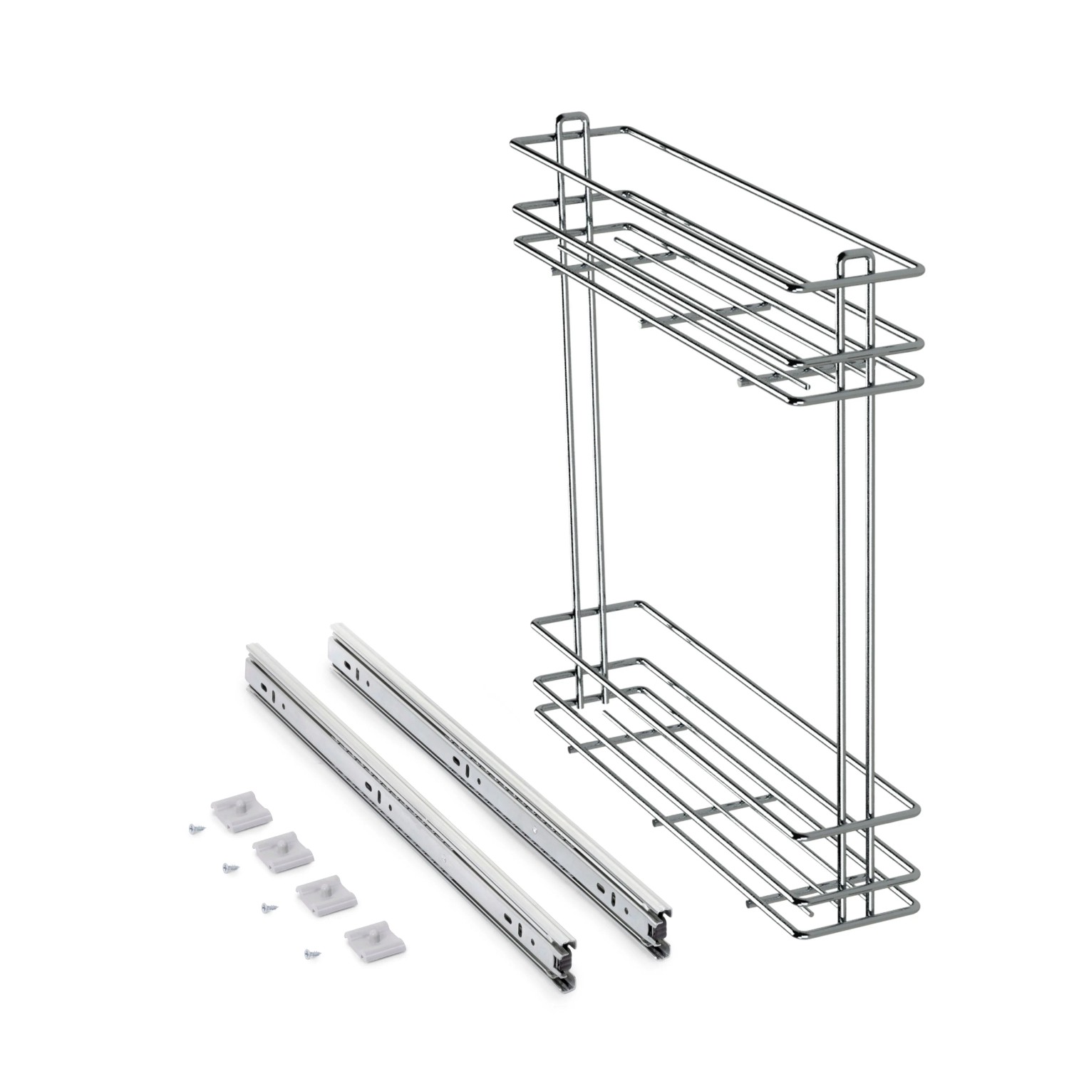 Emuca Flaschenhalter Supra Seitlich mit Schließautomatik Modul 150 mm Stahl Grau Lackiert