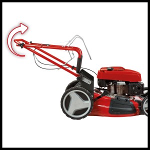 Einhell Benzin-Rasenmäher GC-PM 51/3 S HW: Detailaufnahme des klappbaren Führungsholms.