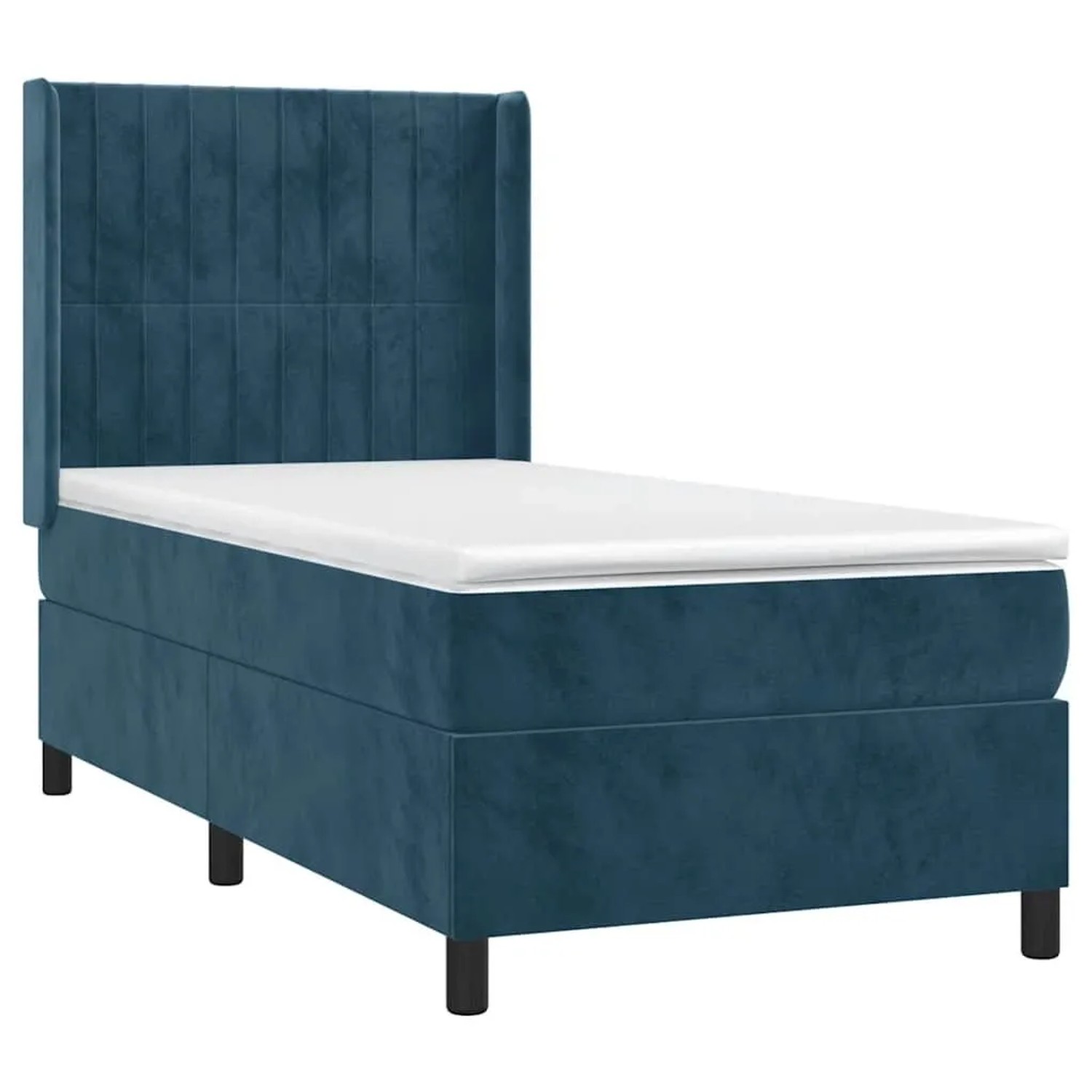 vidaXL Boxspringbett mit Matratze & LED Dunkelblau 90x200 cm Samt 3139665