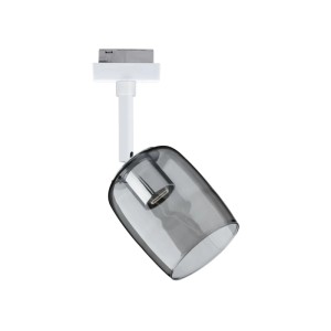 Paulmann URail Schienenspot Blossom, signalweiß mit Rauchglas-Schirm. Dimmbare LED-Leuchte für Schienensysteme.