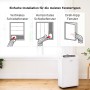 Bosch Klimagerät Cool 2000: Einfache Installation an verschiedenen Fensterarten dargestellt.