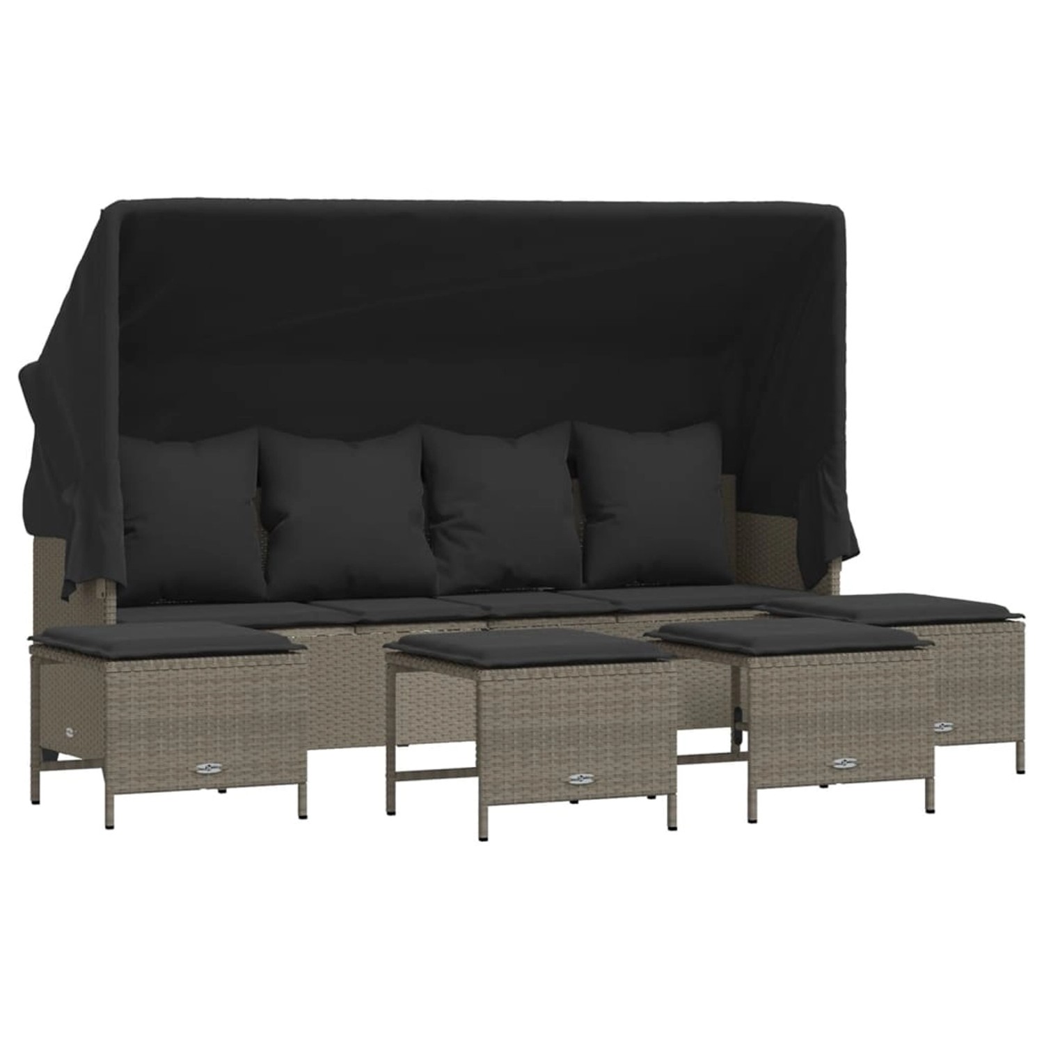 vidaXL 5-tlg Garten-Sofagarnitur mit Kissen Hellgrau Poly Rattan Modell 2 günstig online kaufen