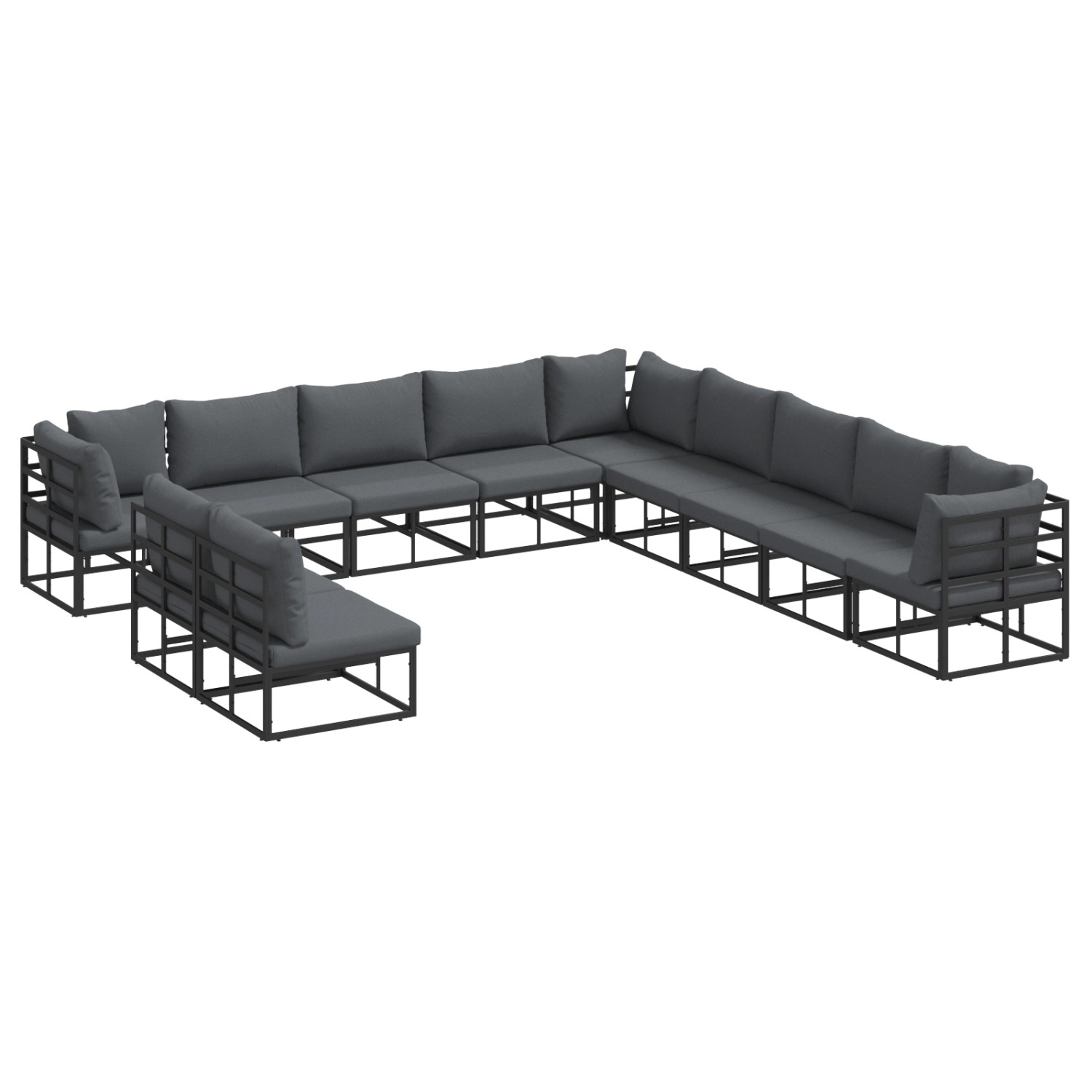 vidaXL Garten-Sofa-Set mit Kissen 11-Tlg Schwarz Aluminium 3378880 günstig online kaufen