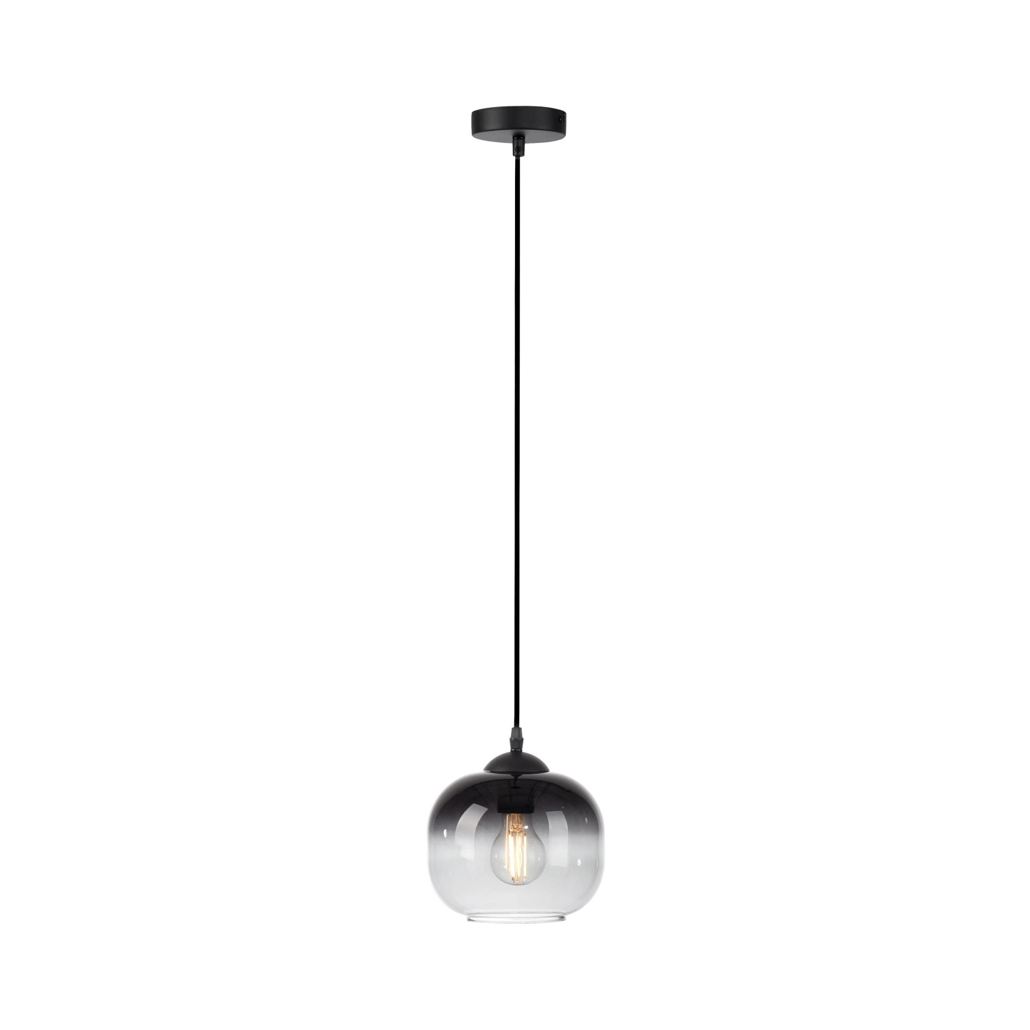 Schwarze Just Light Pendelleuchte Zea mit Rauchglas, 1-flammig, für E27 Leuchtmittel.