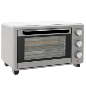 HOMCOM Minibackofen, 21L, silberfarben mit Glasfront, inklusive Backblech und Drahtgestell.