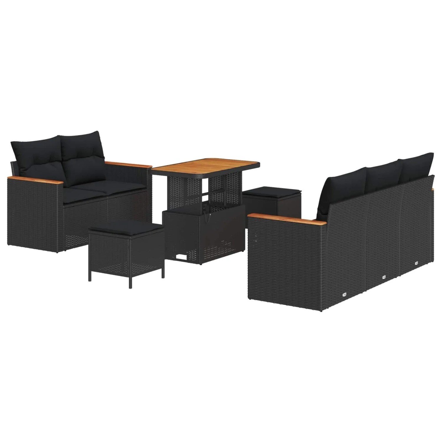 vidaXL Gartensofa-Set mit Kissen 10 Stk Schwarz Poly-Rattan 3364939 günstig online kaufen