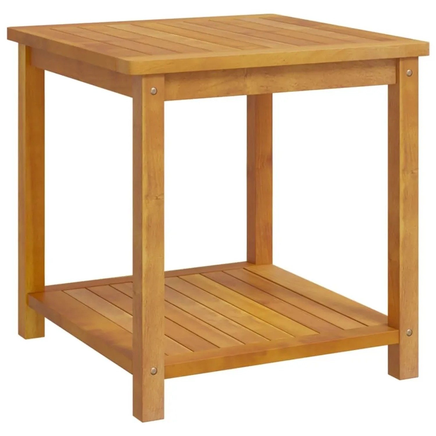 DELUKE Beistelltisch Holz EmmI Massivholz 45x45x45cm Couchtisch Akazie Beistelltisch Couch Holztisch Outdoor Sofatisch Gartentisch Eckig