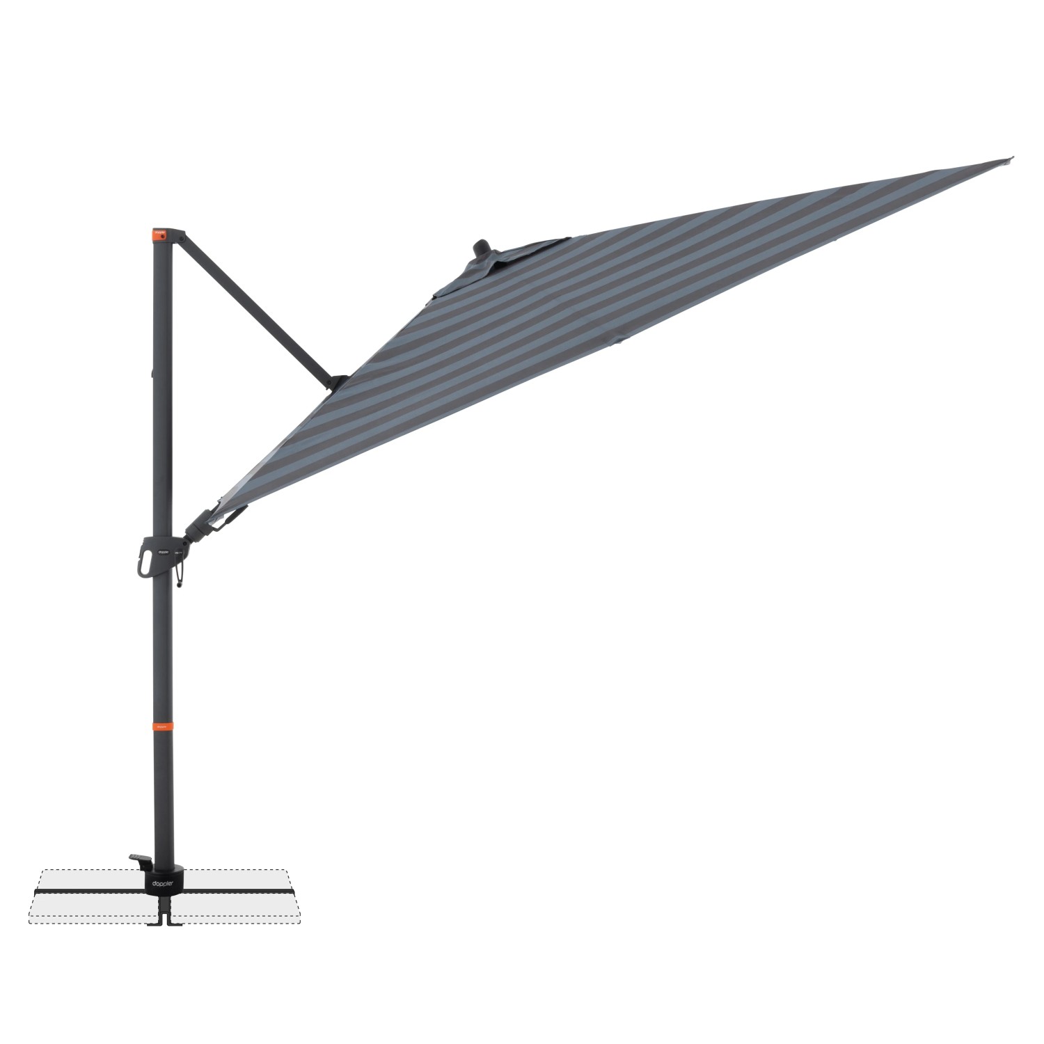Doppler Ampelschirm MyZone, 280x280 cm, blau-grau, mit Kurbelmechanik.