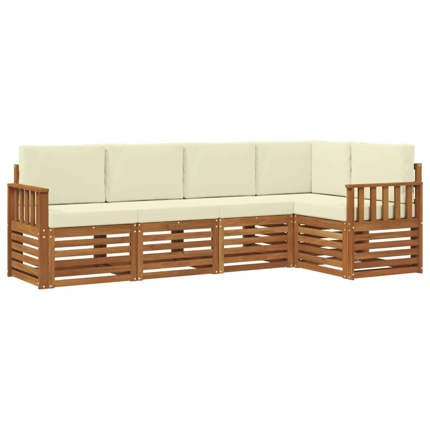 vidaXL Sofagarnituren 5 Tlg Natur und Creme Massivholz Akazie 3374800
