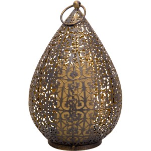 Näve LED-Dekoleuchte in Antik Gold mit Flammeneffekt, warmweißes Licht für Garten & Terrasse.