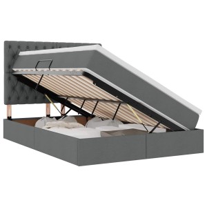 vidaXL Bett mit LED-Lichtleisten Dunkelgrau 140 x 200 cm Stoff 3372484