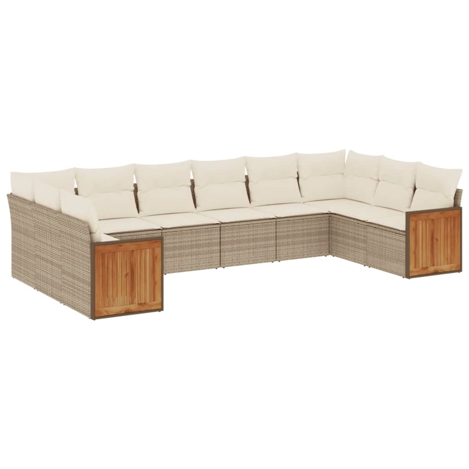 vidaXL 10-tlg Garten-Sofagarnitur mit Kissen Beige Poly Rattan Modell 162 günstig online kaufen