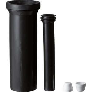 Universal-Anschlussset für WC, Ø 110 cm x 350 mm, aus schwarzem Kunststoff.