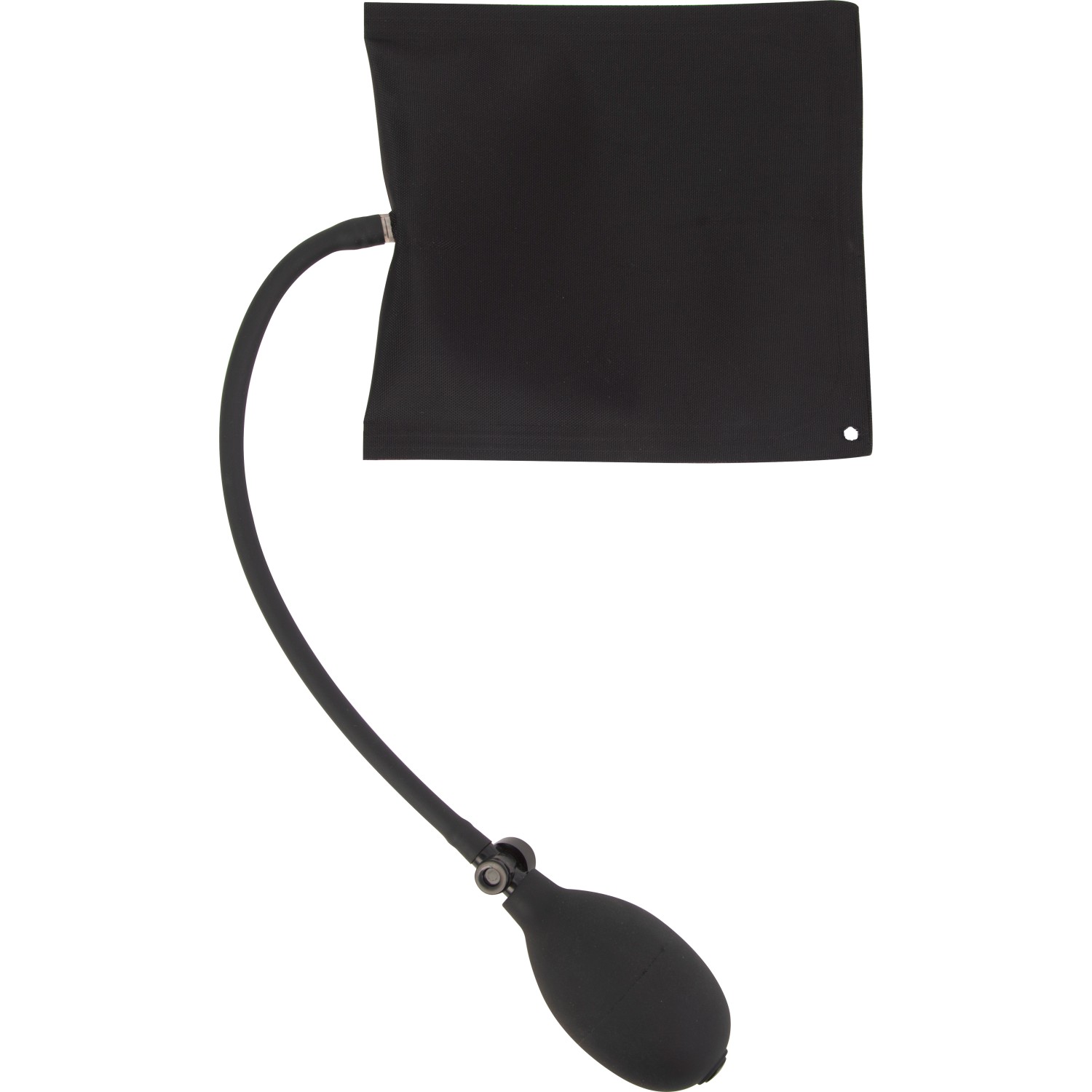 Schwarzes ELLIX Montagekissen, aufblasbar, 25x19,5 cm, mit Pumpe zum Anheben und Justieren.