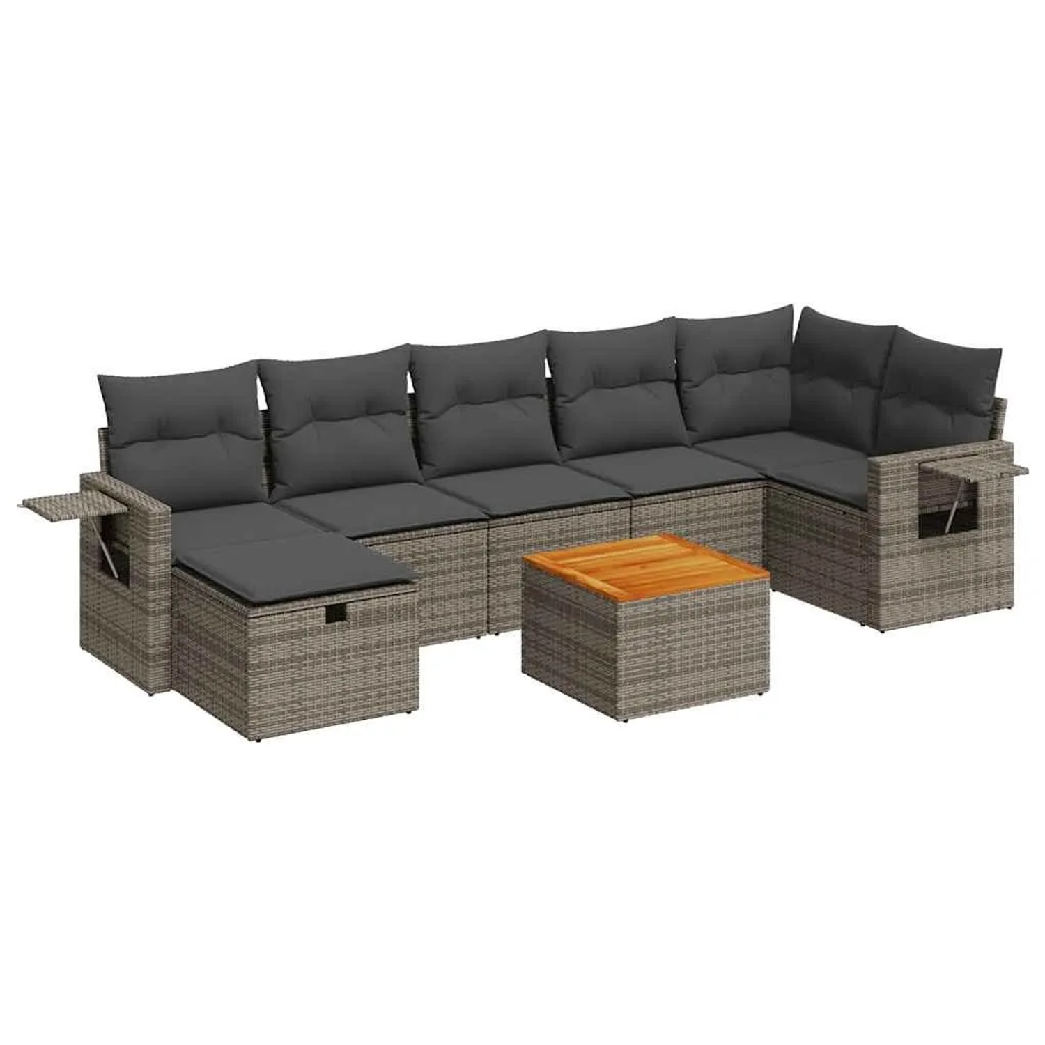 vidaXL 8-Tlg Garten-Sofagarnitur mit Kissen Grau Poly Rattan 3325826 günstig online kaufen