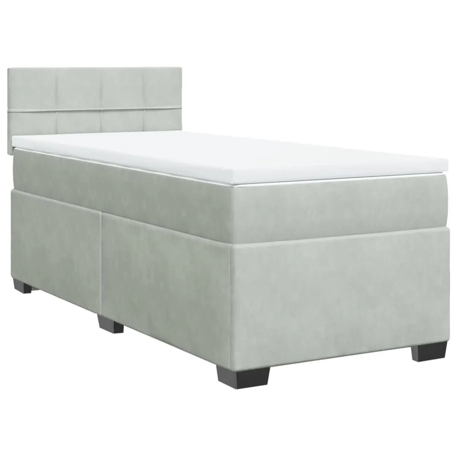 vidaXL Boxspringbett mit Matratze Hellgrau 90x200 cm Samt 3288522 günstig online kaufen