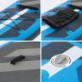 Detailansichten des blauen ECD Germany Stand Up Paddle Boards mit Kajaksitz, 320x82x15cm.