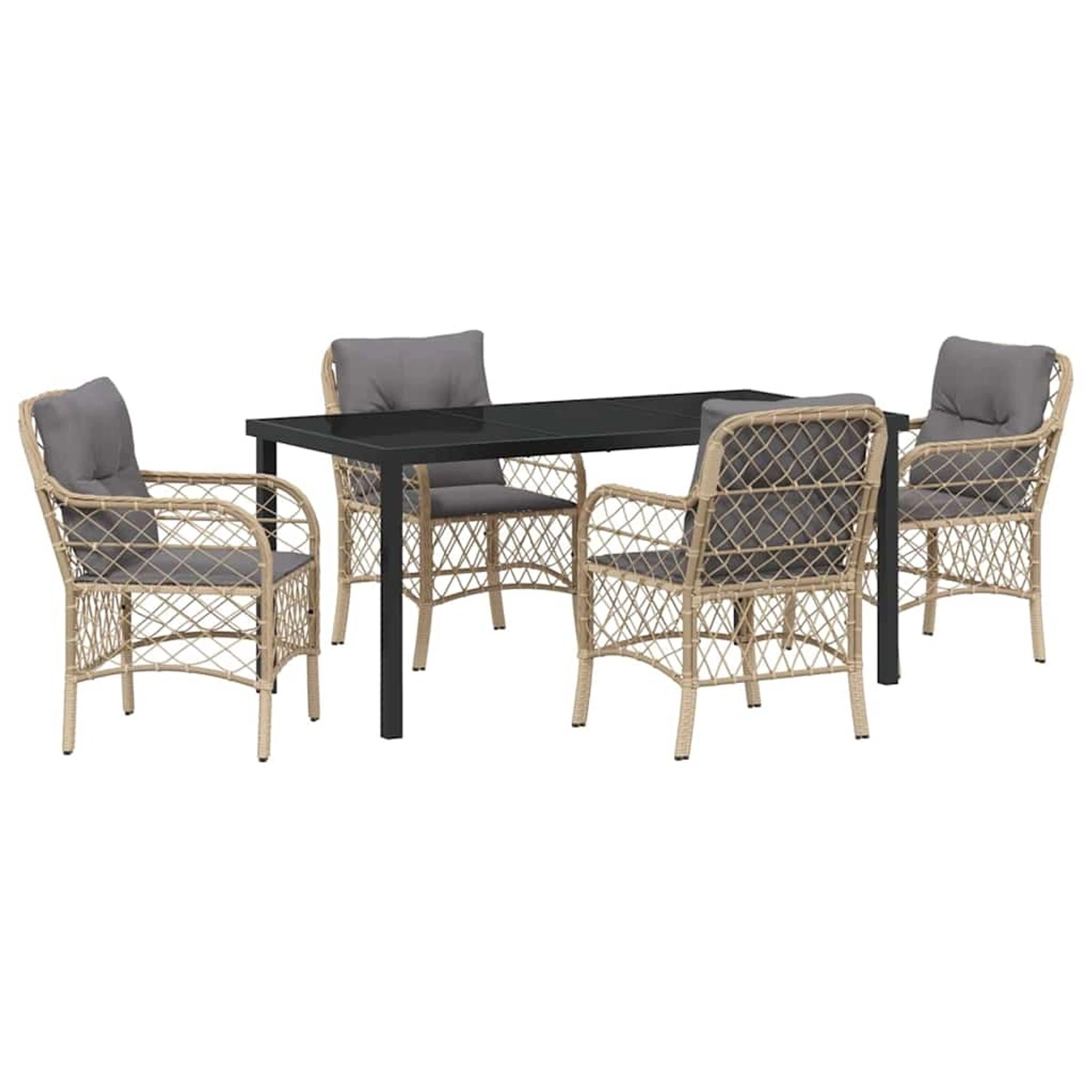 vidaXL Garten Essgruppe mit Kissen 5-Tlg Beige Poly Rattan 3380235 günstig online kaufen
