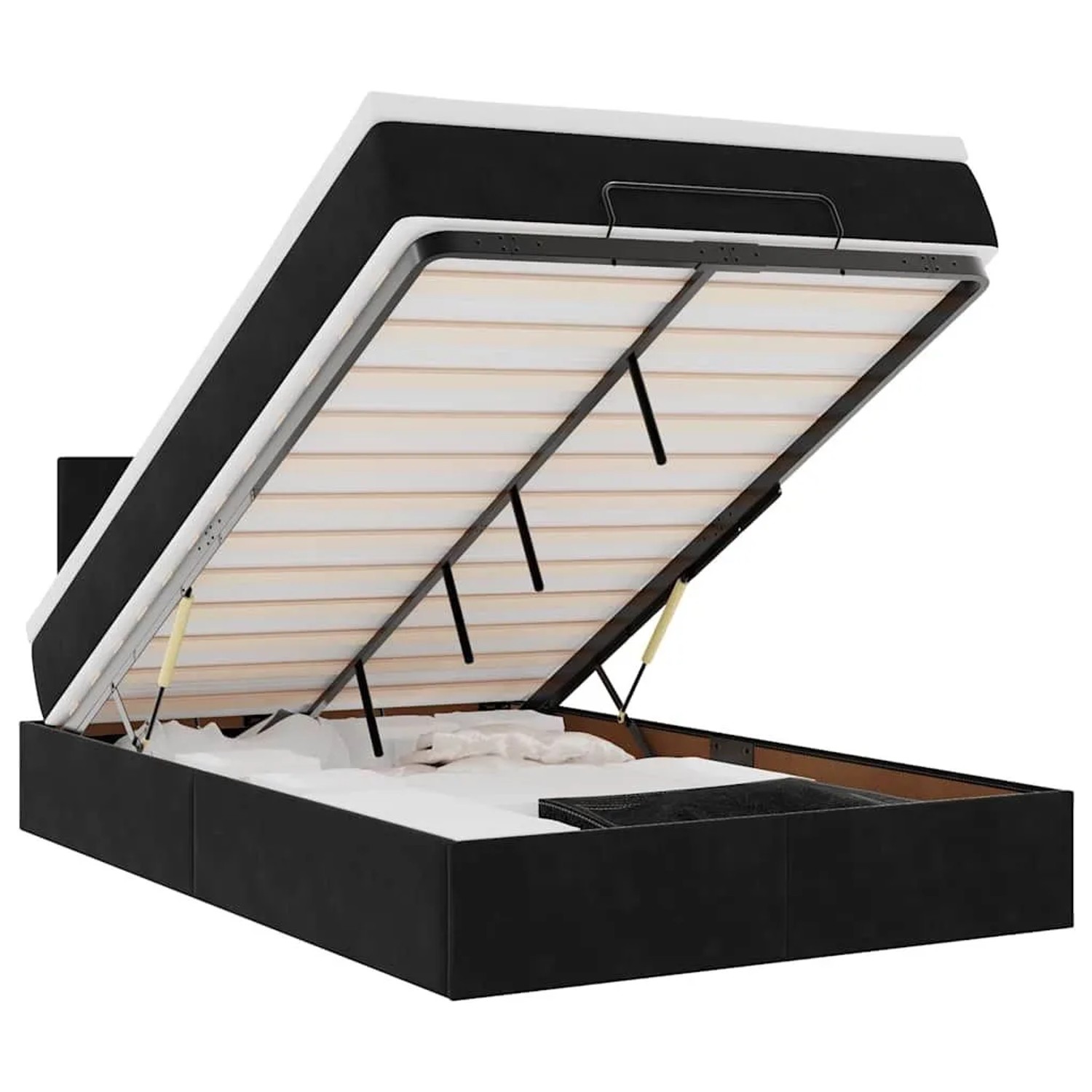 Thumbnail - vidaXL Ottomane Bett mit Matratze und LEDs Schwarz 120x190 cm Samt 3312538