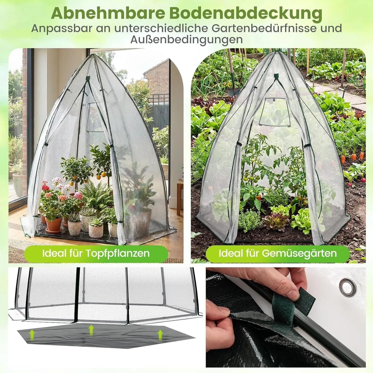Costway Gewächshaus mit Reißverschlusstür Netzfenster Tomatengewächshaus_5