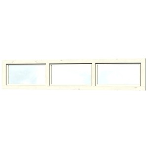 Skan Holz Oberlicht, 147x30 cm, weißes Holz mit drei Echtglasfenstern für Carports.