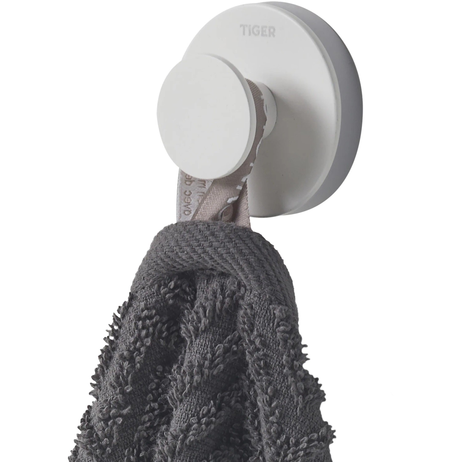 Weißer Tiger Haken Urban Groß mit Handtuch. Skandinavisches Design für Bad & WC.