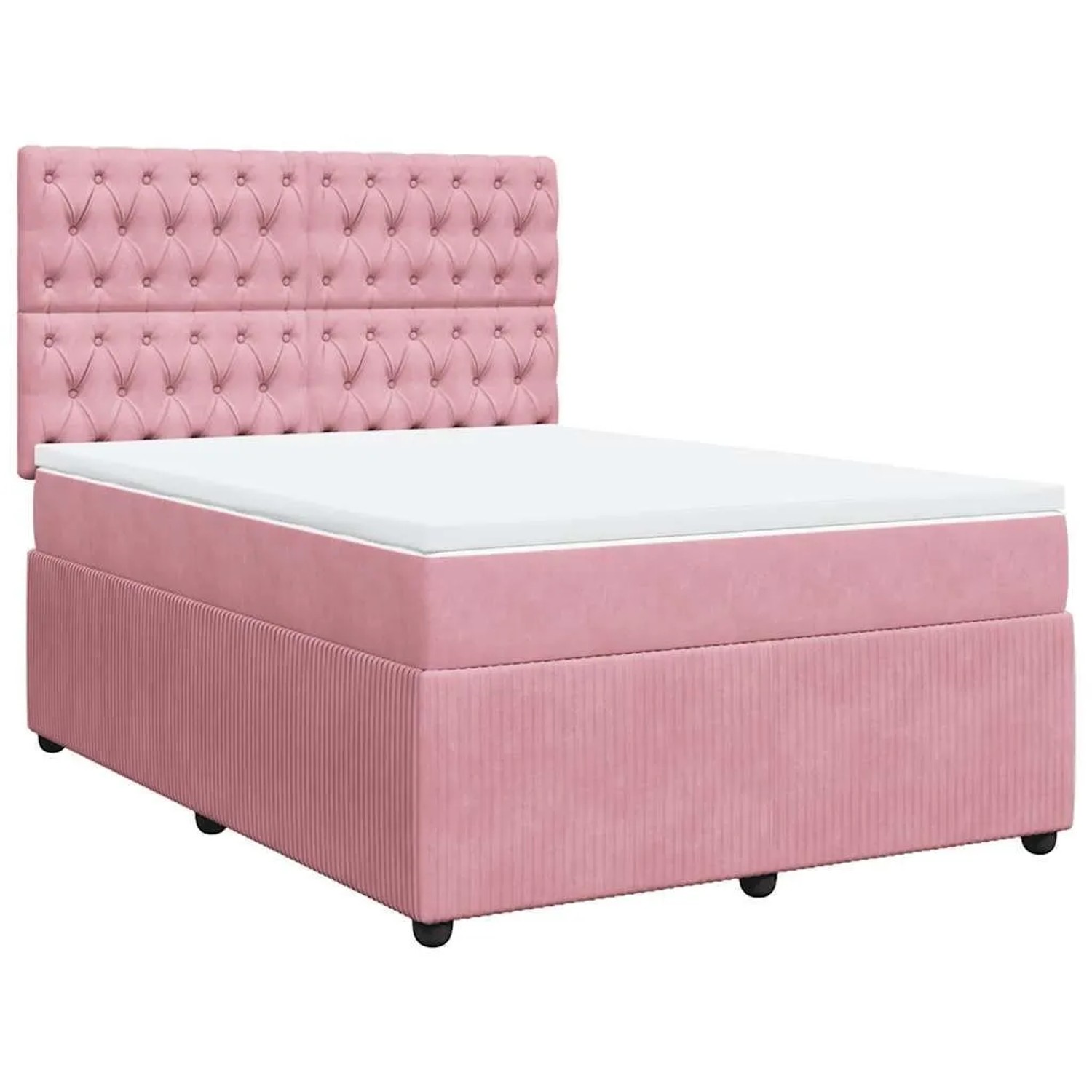 vidaXL Boxspringbett mit Matratze Rosa 140x190 cm Samt 3294645