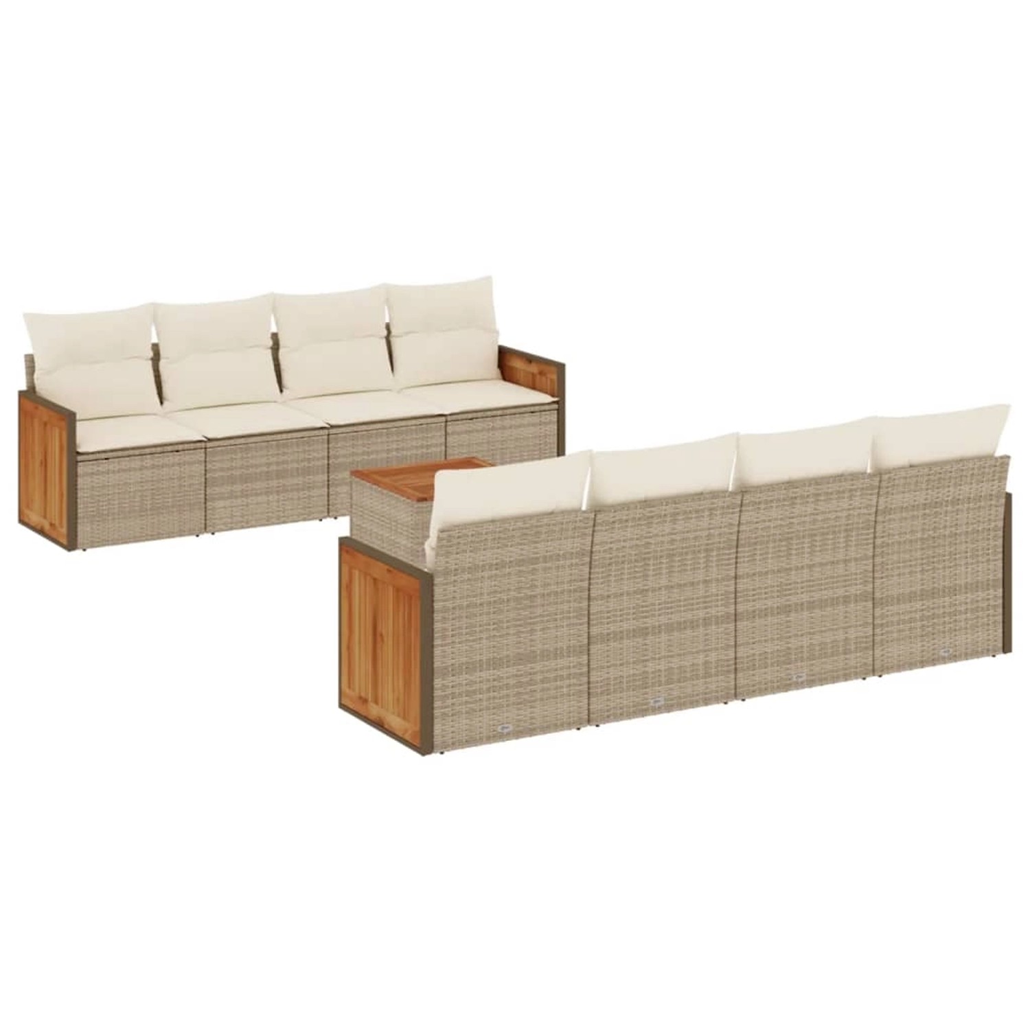 vidaXL 9-Tlg Garten-Sofagarnitur mit Kissen Beige Poly Rattan 3227500 günstig online kaufen