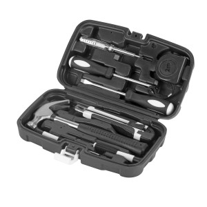 STAHLWERK Werkzeugset HTS-9 ST im Koffer mit Hammer, Schraubendrehern, Maßband und Messer.